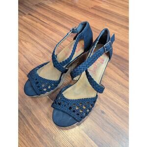 Jellypop Navy Braided Wedge Sandals- Women's Size 10 M